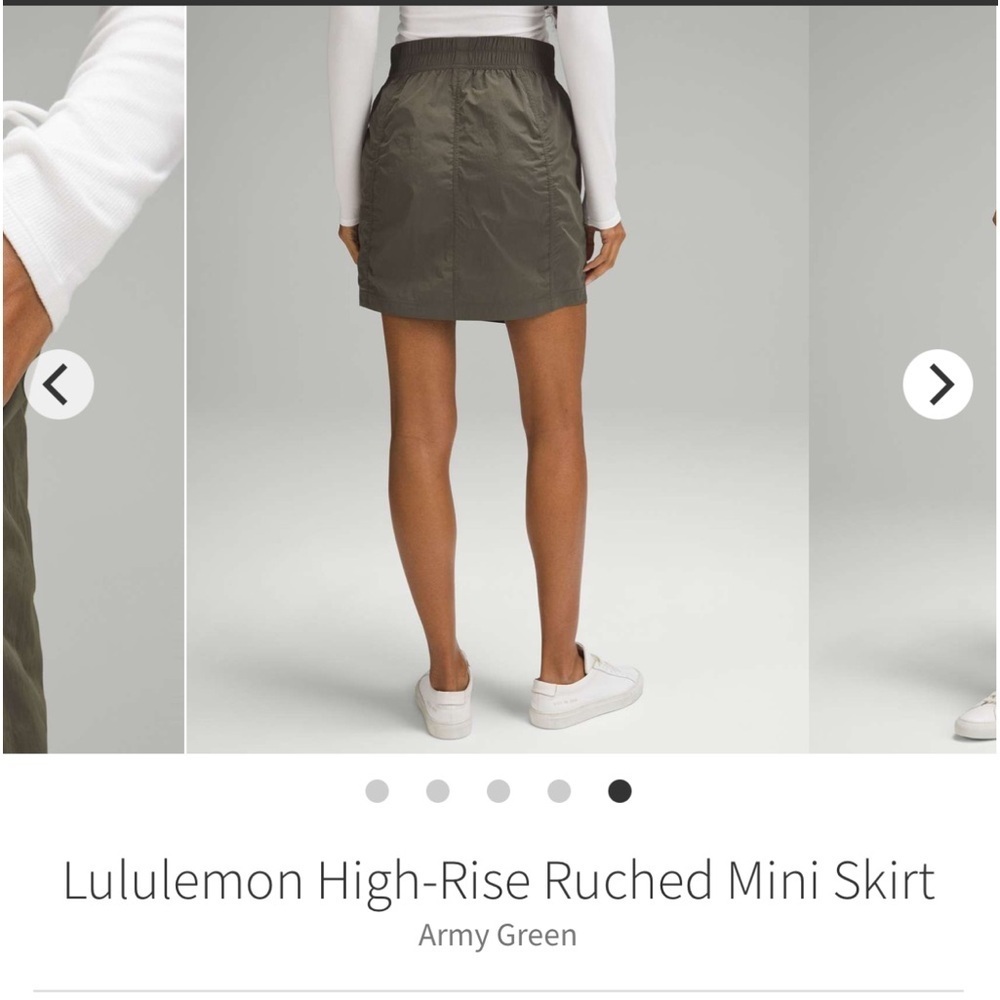 NWT Lululemon High-Rise Ruched Mini Skirt in Army Green - Picture 2 of 8